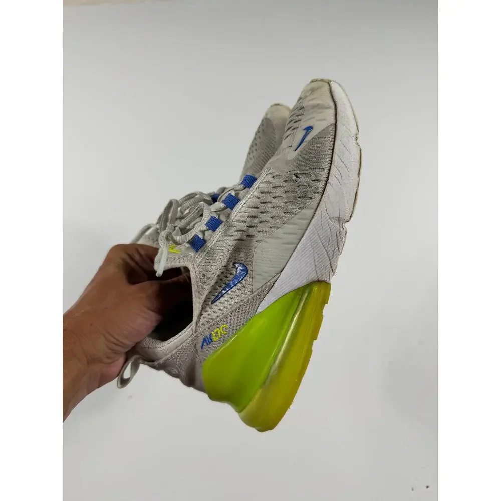 Nike Air Max 270 White Volt Astronomy Blue Sneakers Size 4 youth